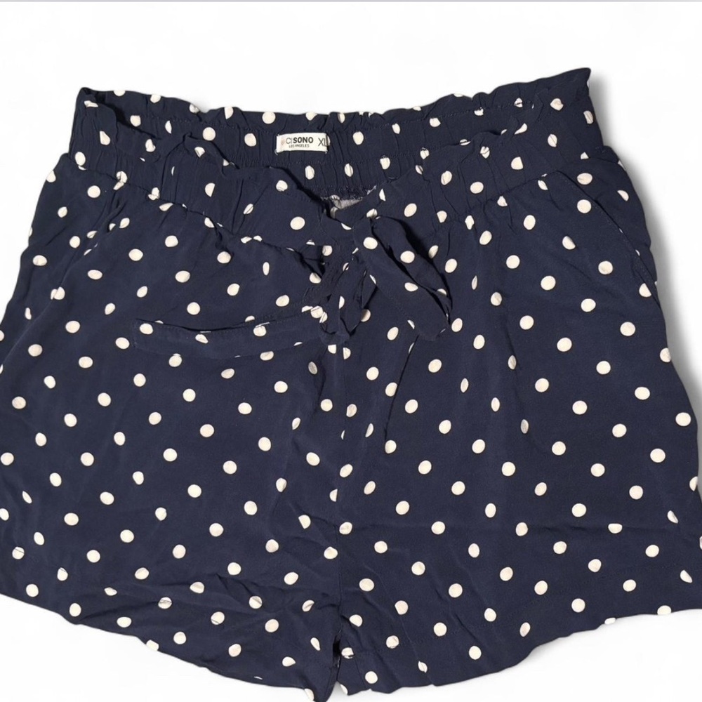 Navy with White Polka Dot Women's Shorts XL
